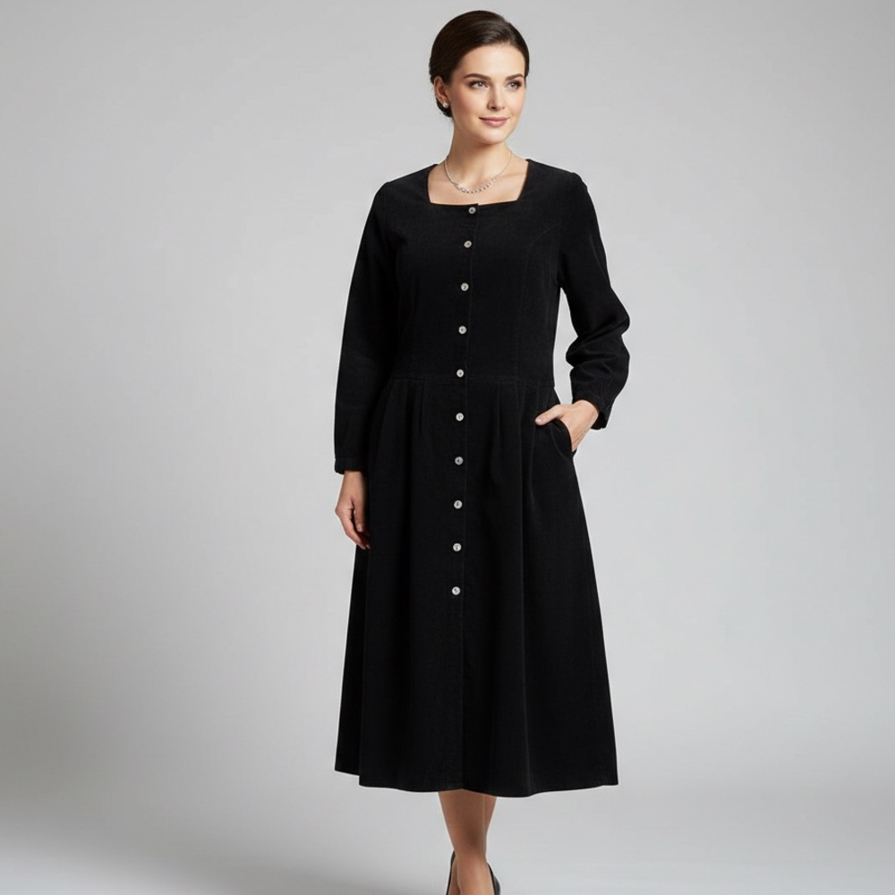 Smith & Hawken Corduroy Black Cotton dress Vintage